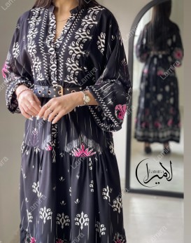 پیراهن نخی ترک طرح آلاله