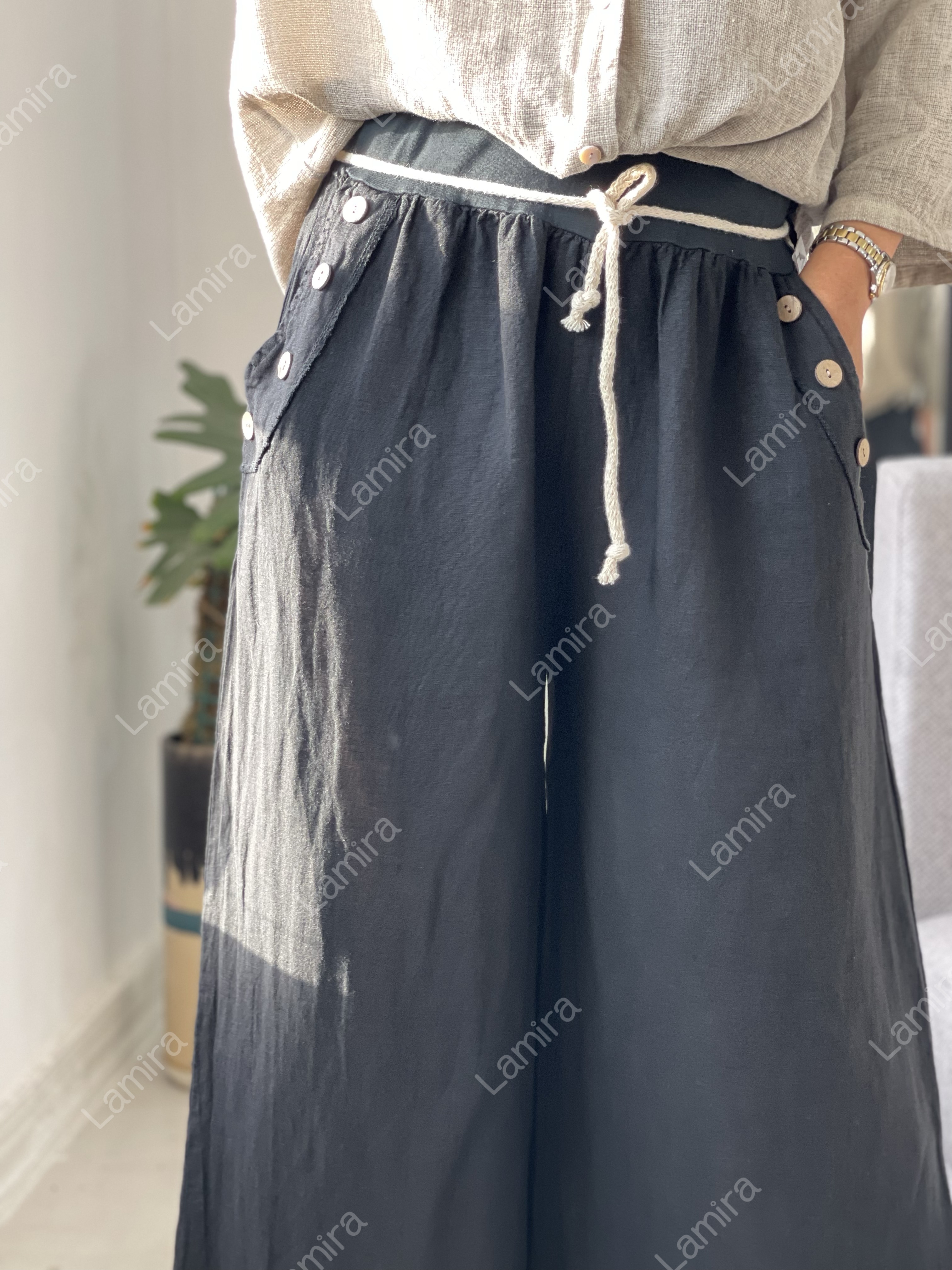 شلوار-جیب-دکمه-لینن-ایتالیایی