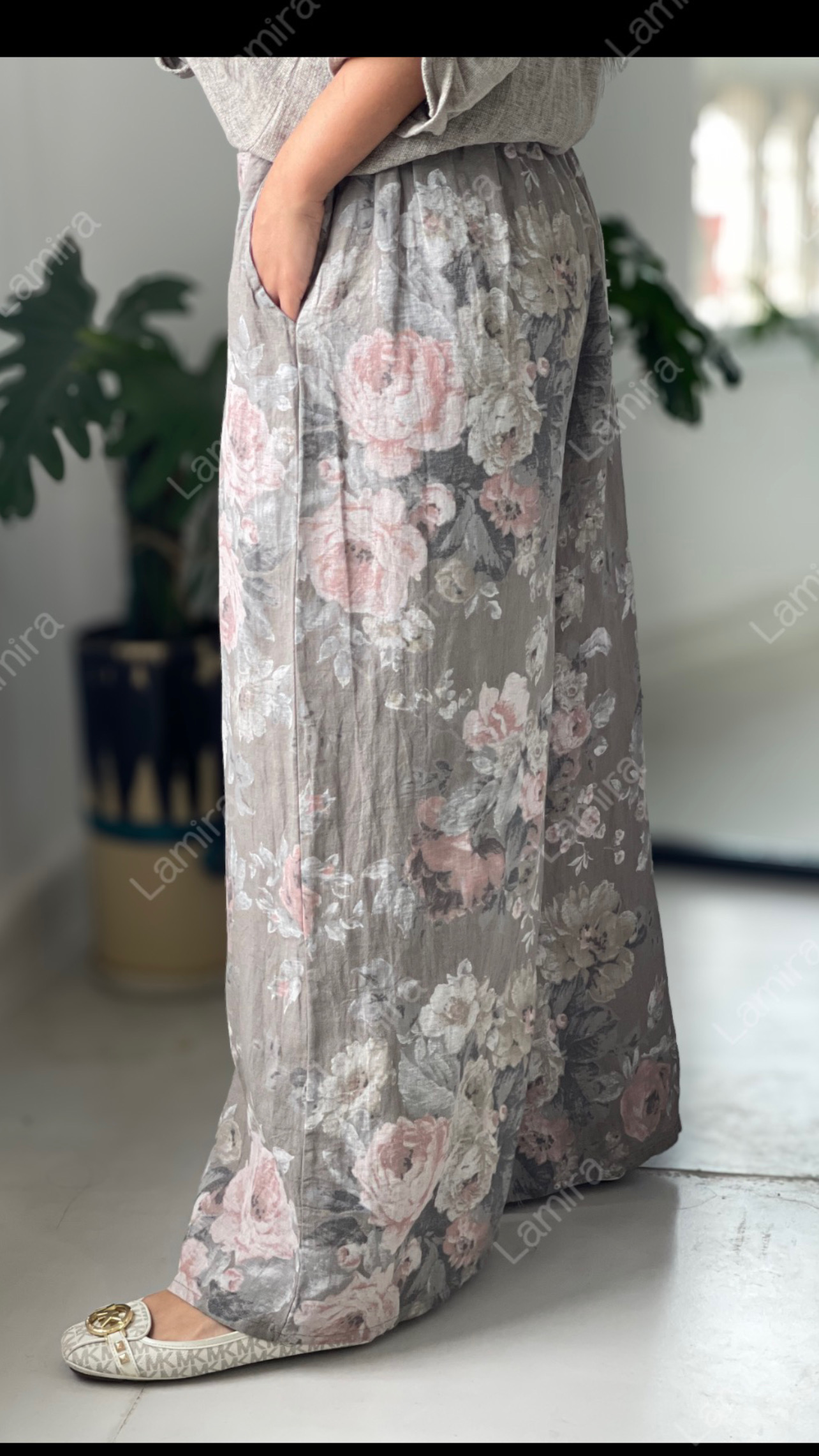 شلوار-لینن-ایتالیایی-طرح-دار-گل-رز